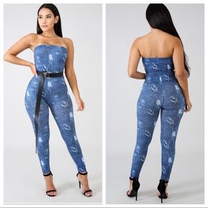 Other - Jean Printed Jumpsuit Other - Jean Printed Jumpsuit